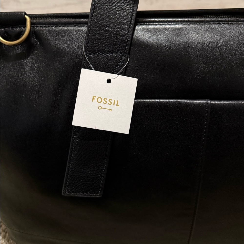 Fossil Kayden Duffle Bag Black Leather $550 Original Retail New With Tags - Picture 5 of 6